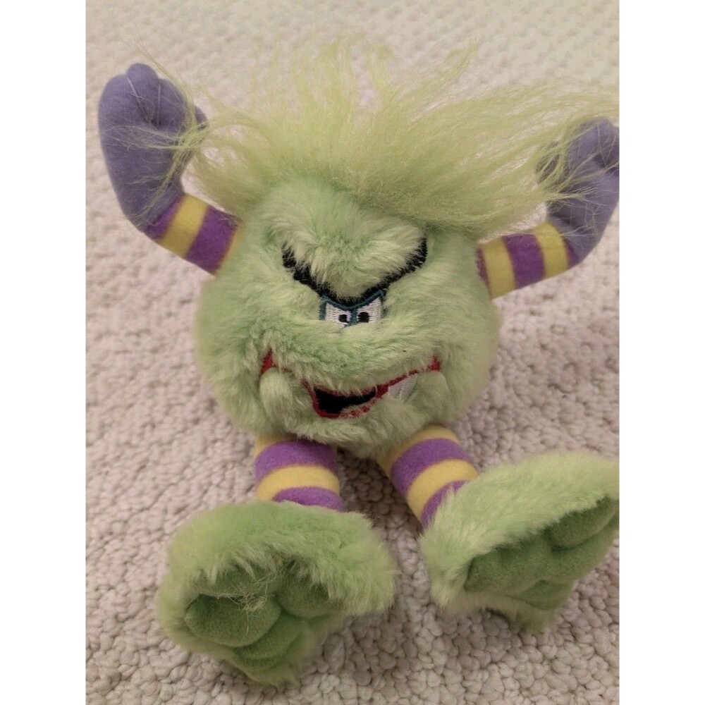 Silly Slammers Green Hairy Monster Plush WORKS Vintage Talking Beanbag